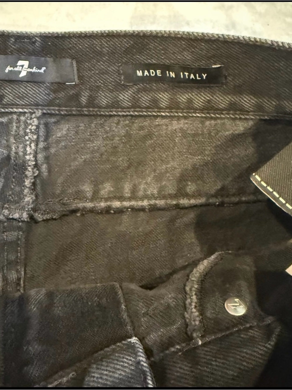 NWOT 7 For All Mankind Black Denim Midi Skirt - Picture 4 of 4